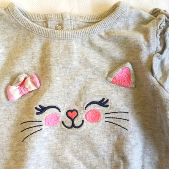 mixed brands kitten sweatshirt & floral leggings outfit set 6-12 month baby girl - Picture 4 of 8